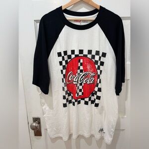 Coca-Cola Red and Black Checkered Raglan Tee
